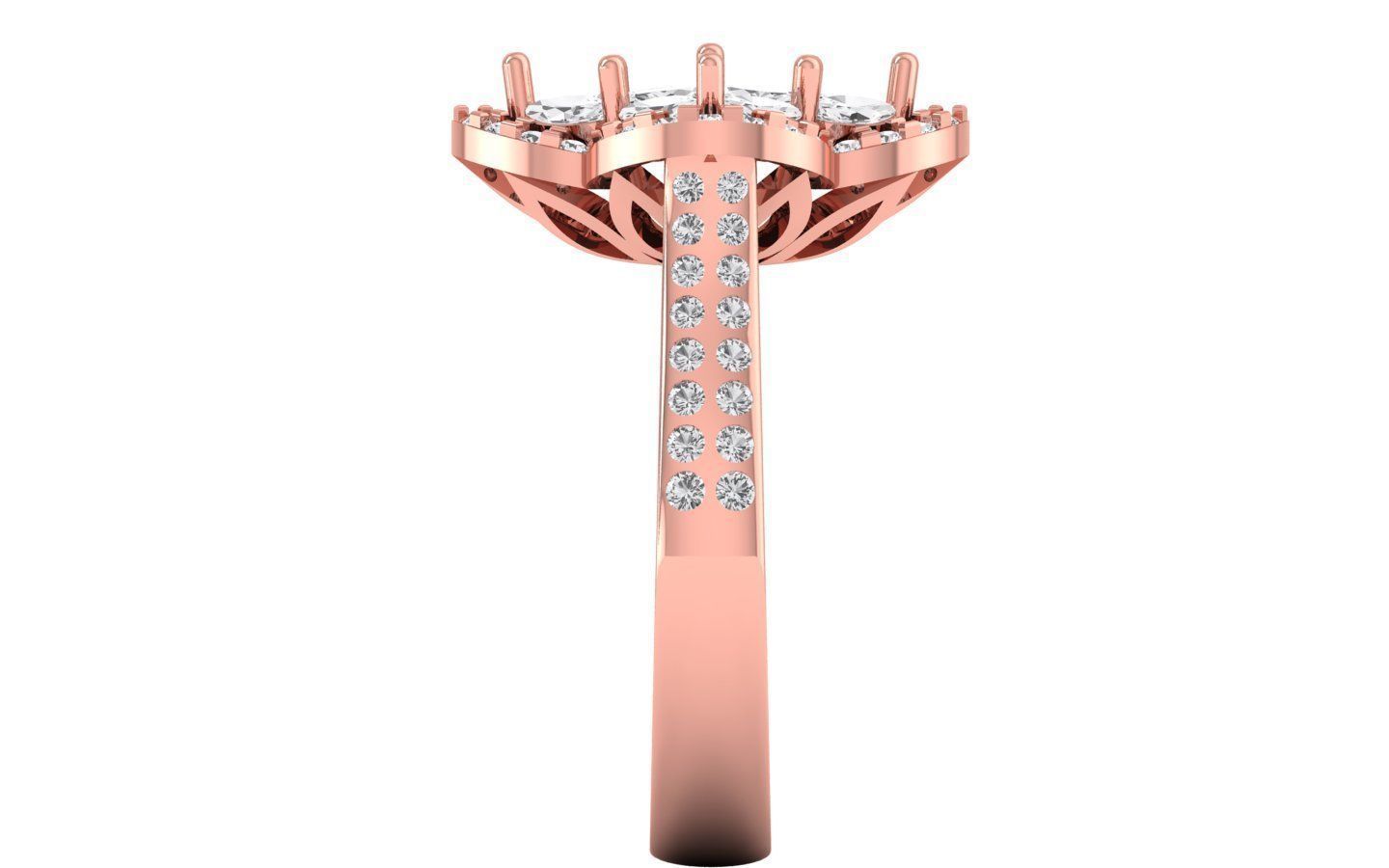  Engagement Wedding Solitaire Flower  Ring 3D print model_1