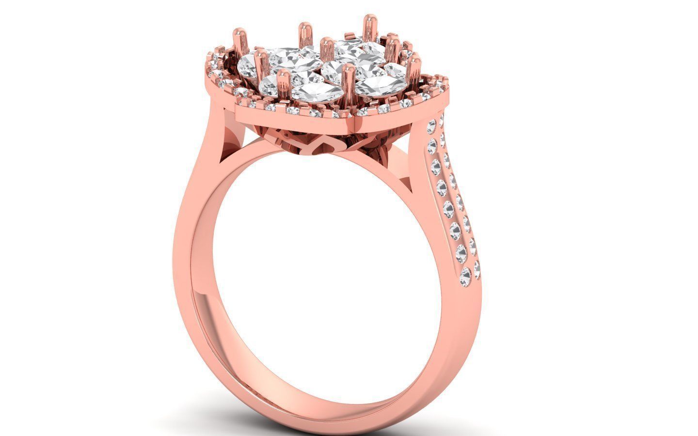  Engagement Wedding Solitaire Flower  Ring 3D print model_2