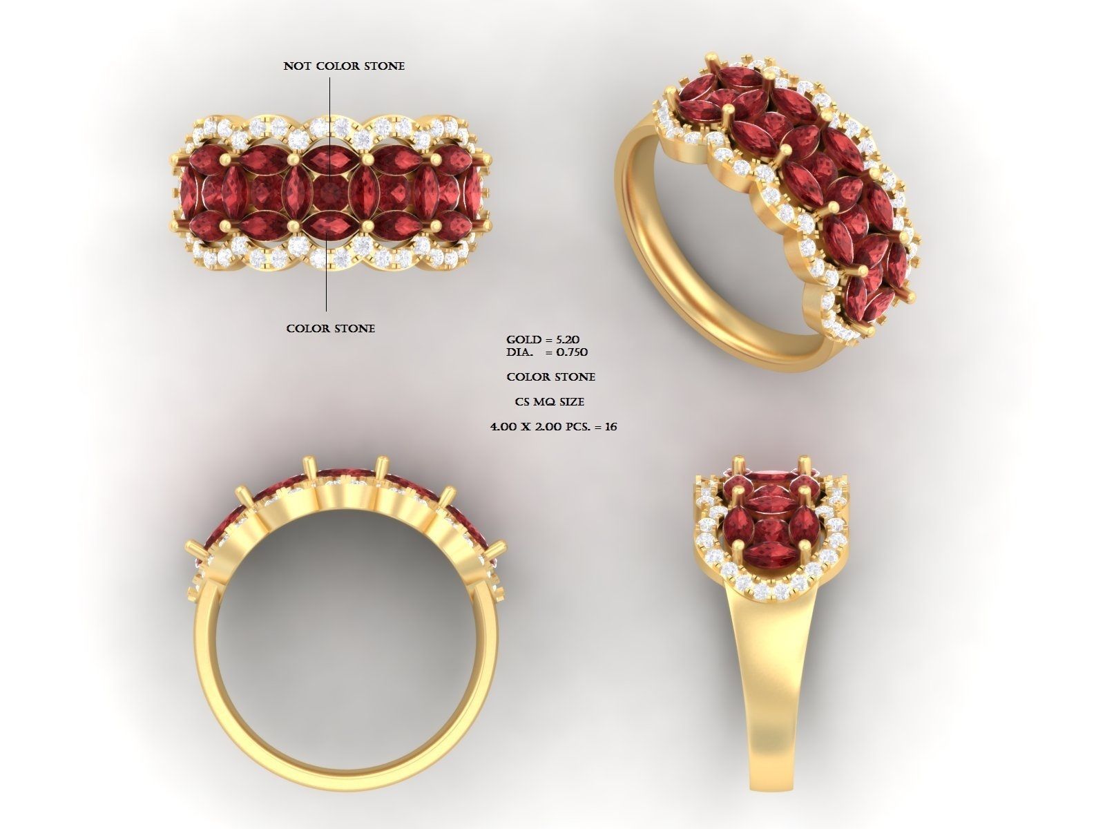  Wedding Solitaire  Ring 3D print model_3