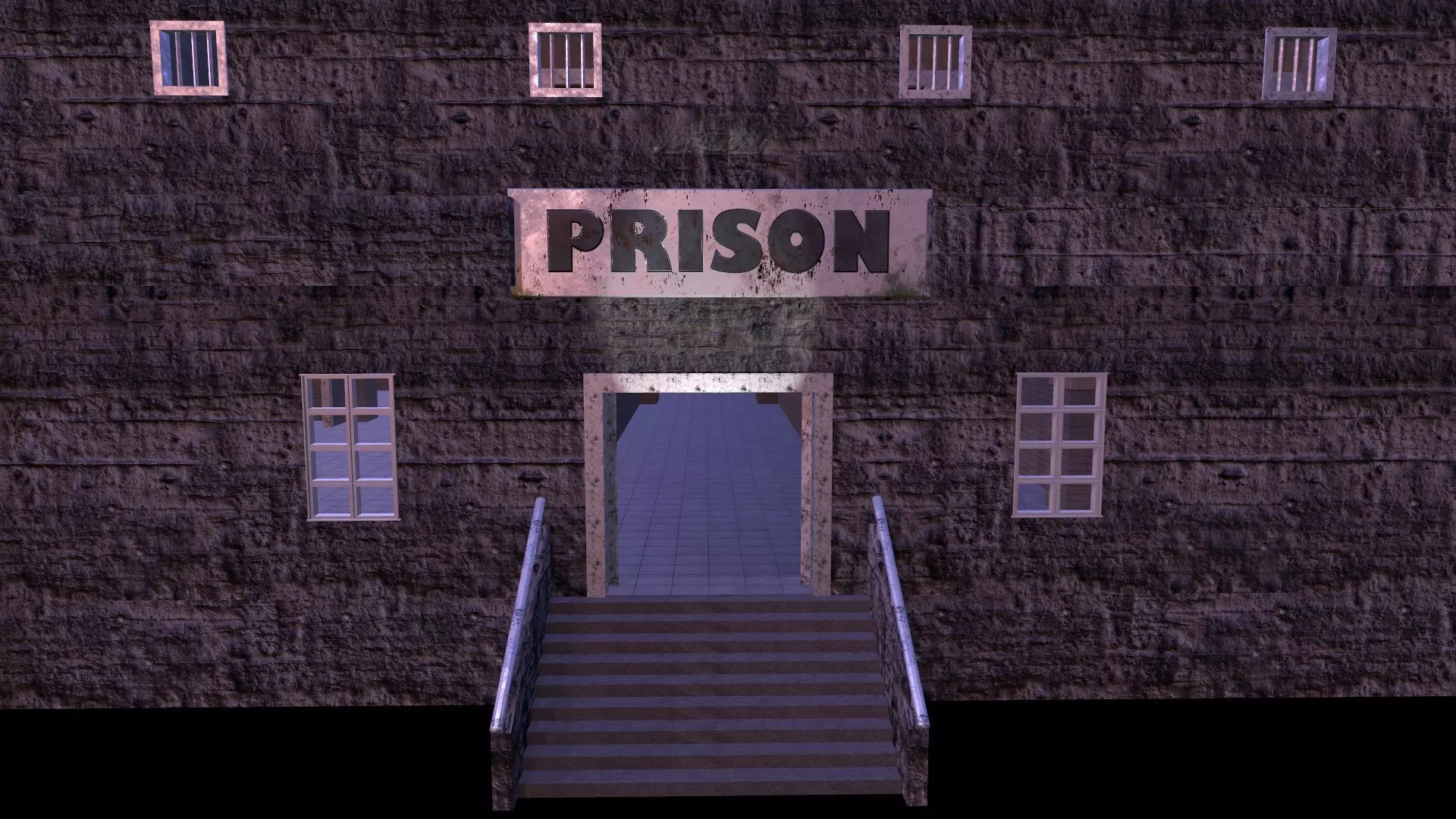 Prison Old Low-poly 3D model_0