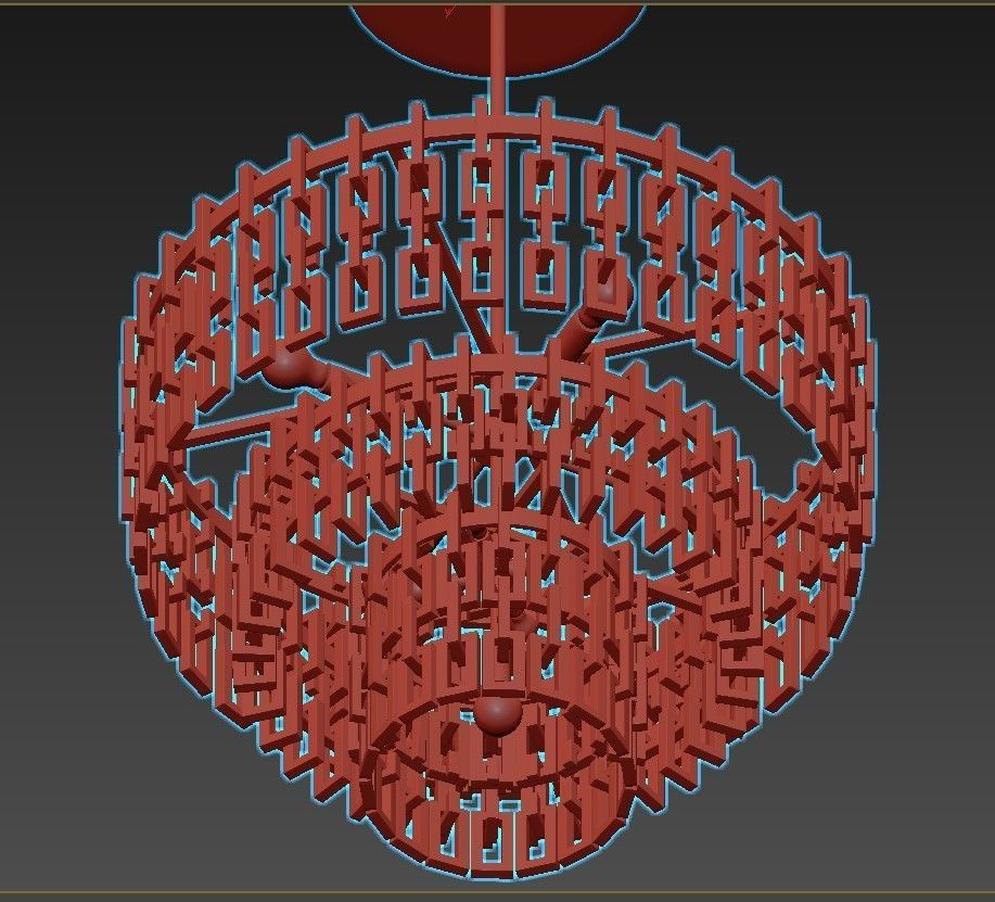 Marignan-Round-Chandelier chandelier with clear glass and gol... 3D model_3