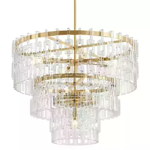 Marignan-Round-Chandelier chandelier with clear glass and gold accents