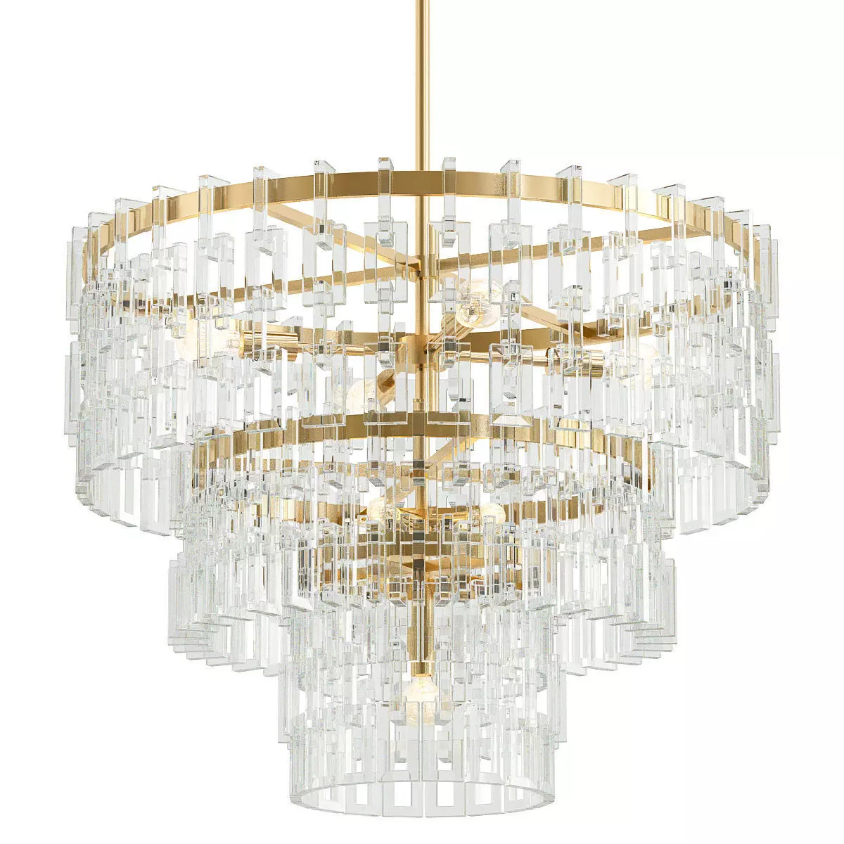 Marignan-Round-Chandelier chandelier with clear glass and gol... 3D model_0