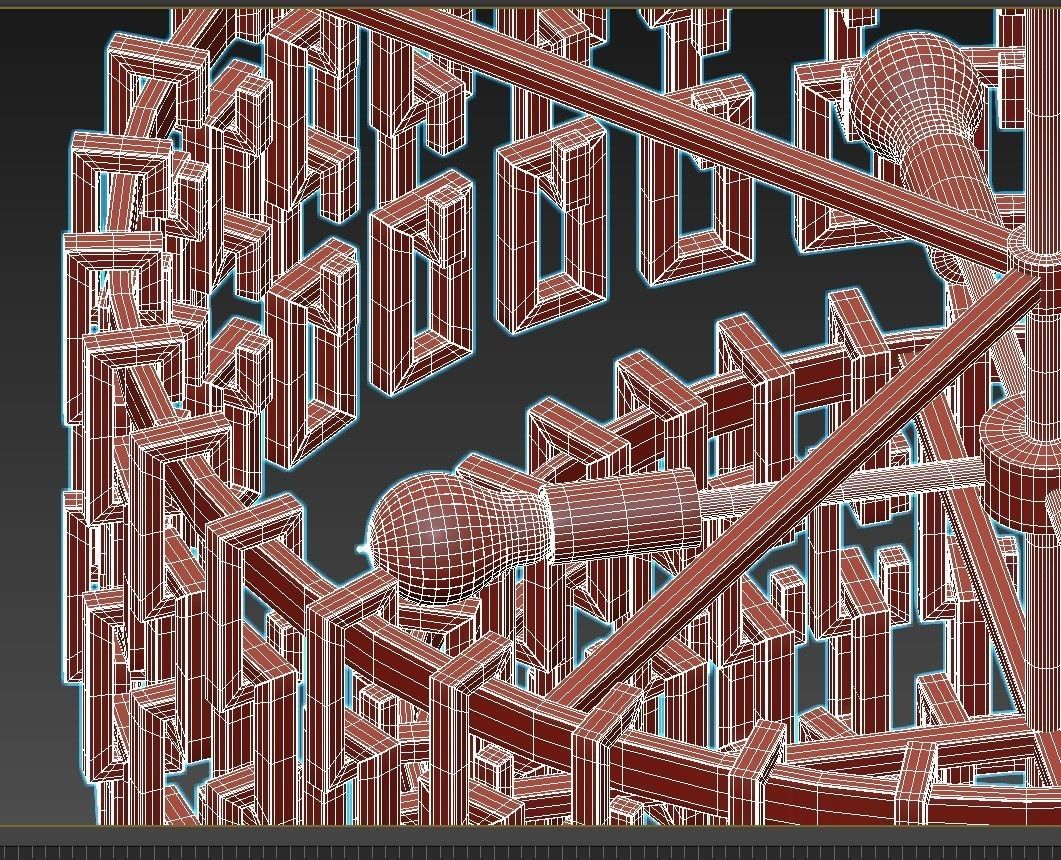 Marignan-Round-Chandelier chandelier with clear glass and gol... 3D model_4