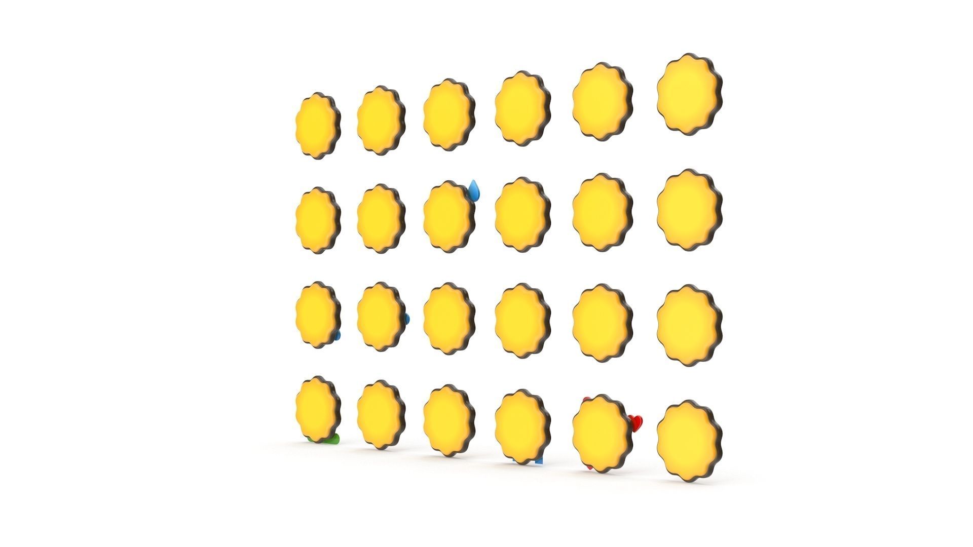 Emoji Set emojis with different expressions Low-poly 3D model_5