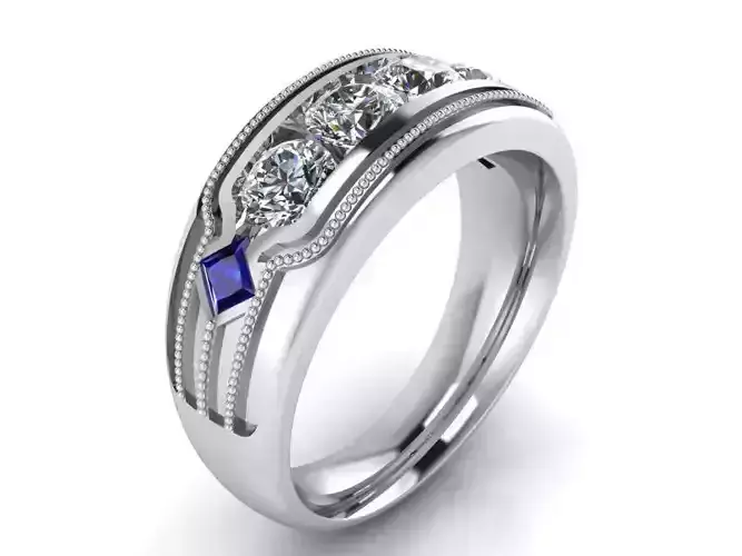4-Stone Diamond ring 2114 3D print model