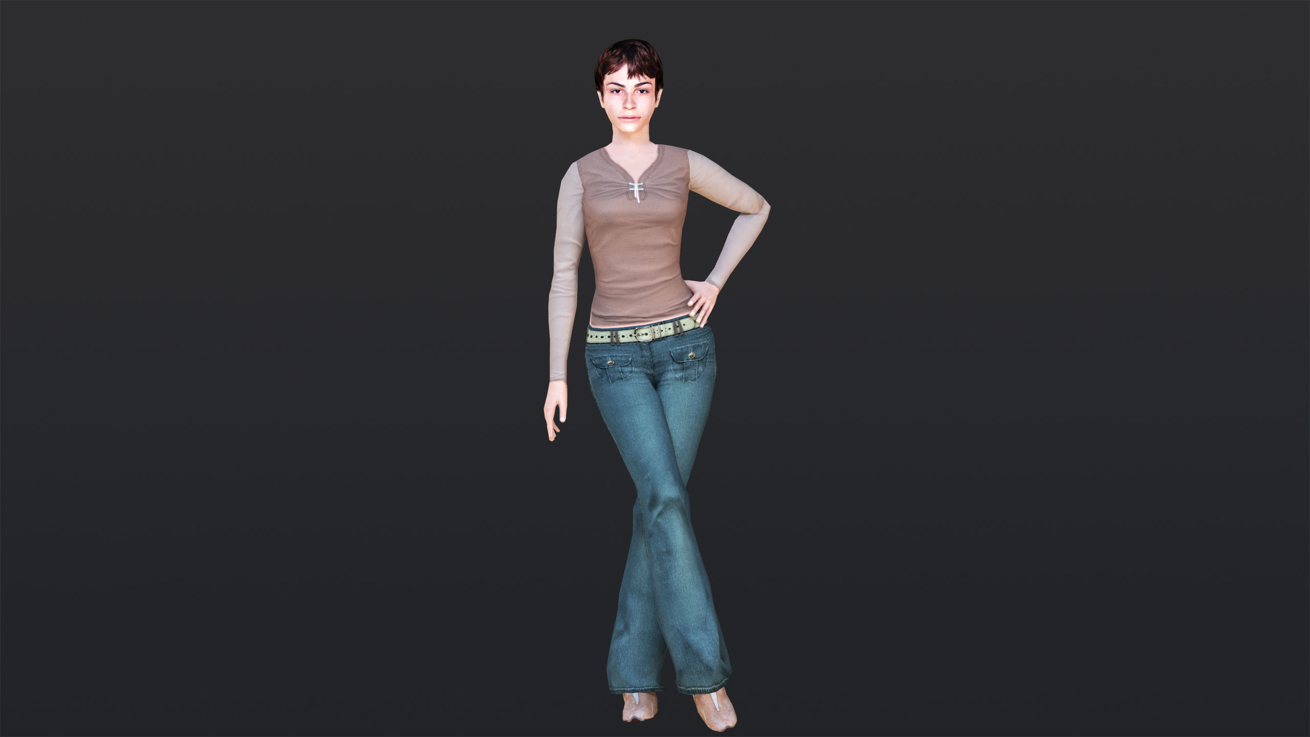 Woman 1 Low-poly 3D model_16