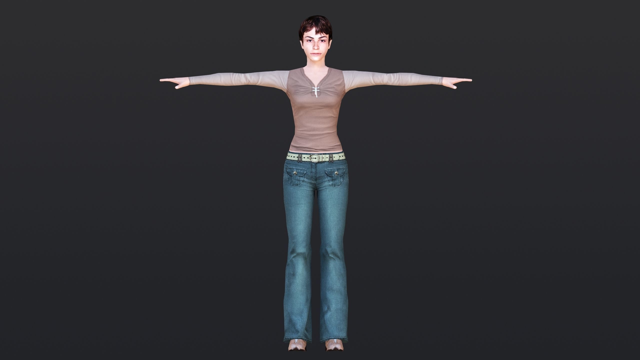 Woman 1 Low-poly 3D model_3