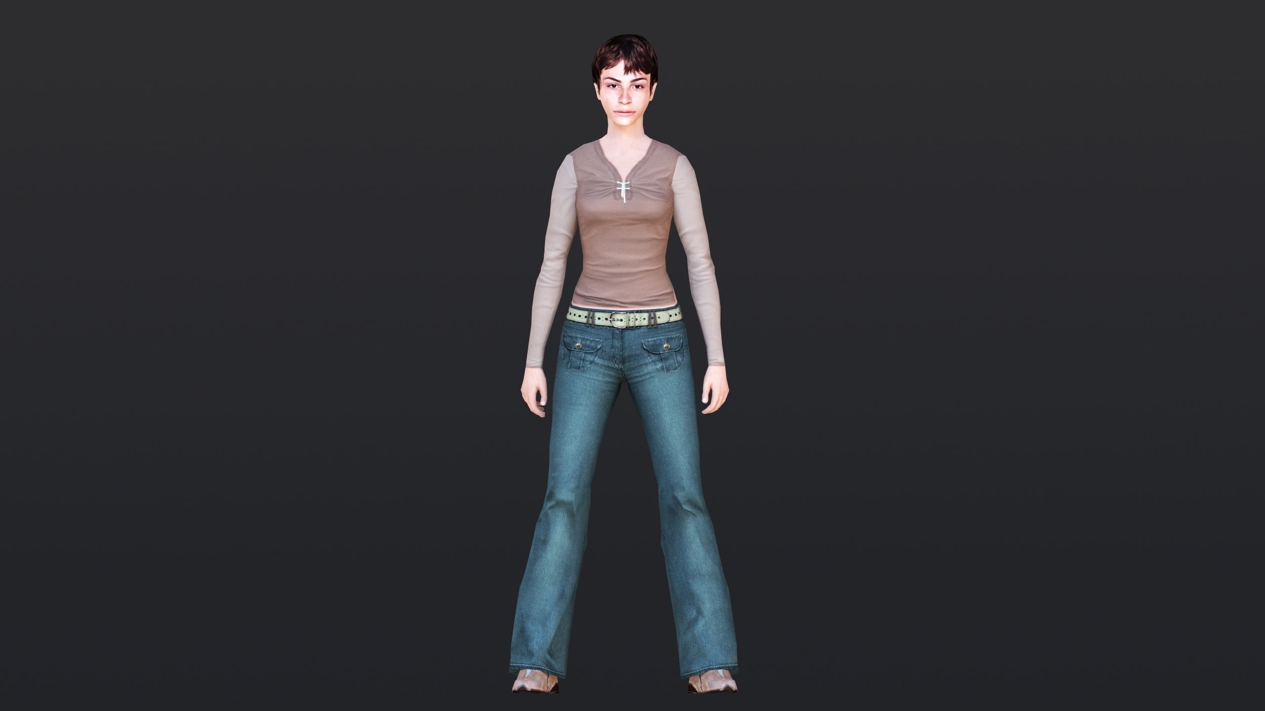 Woman 1 Low-poly 3D model_11