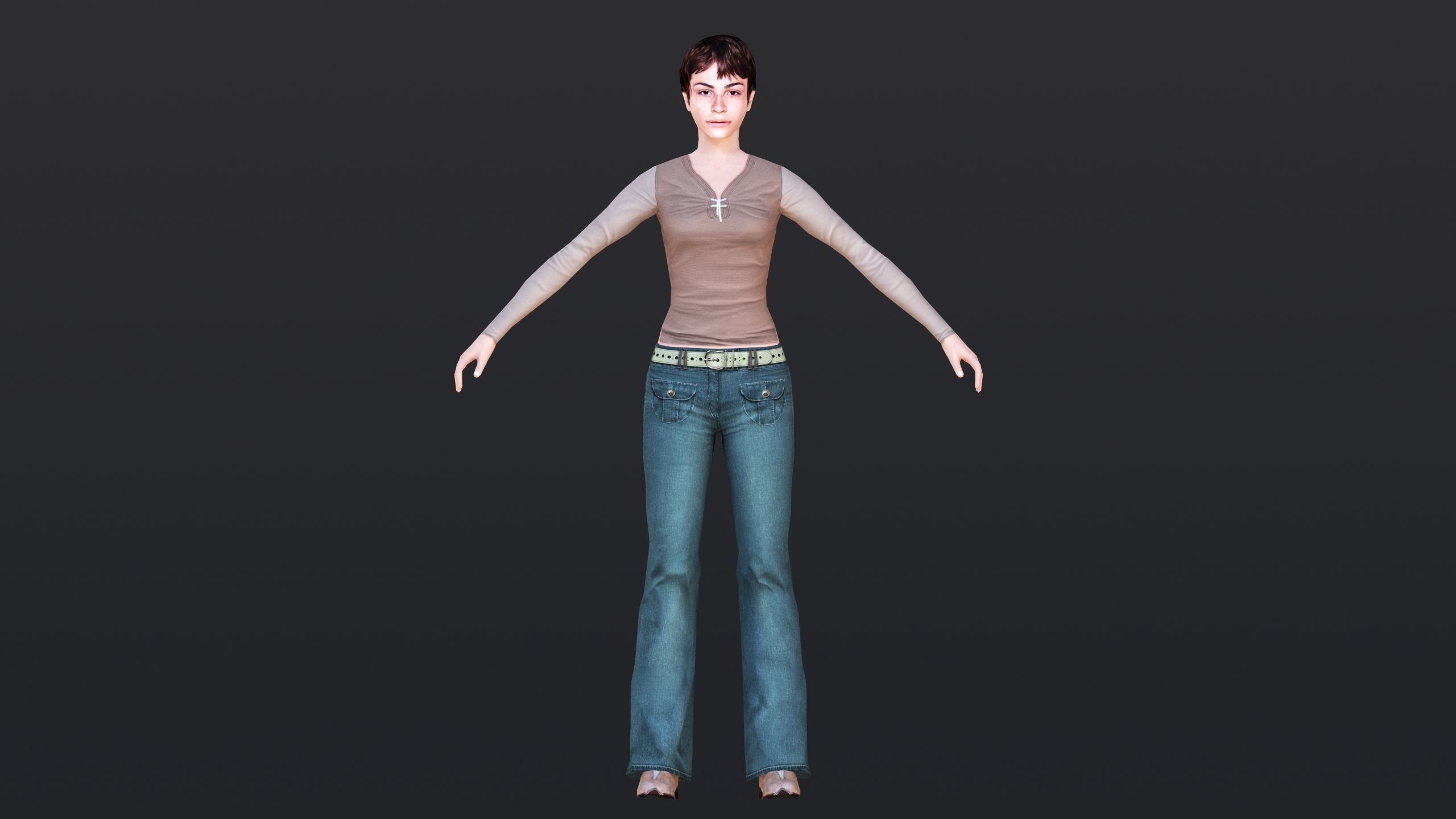 Woman 1 Low-poly 3D model_9