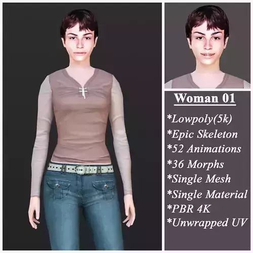 Woman 1 Low-poly 3D model