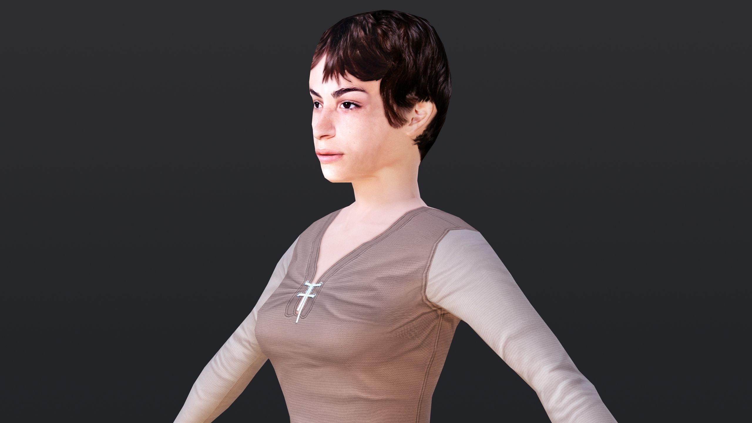 Woman 1 Low-poly 3D model_7