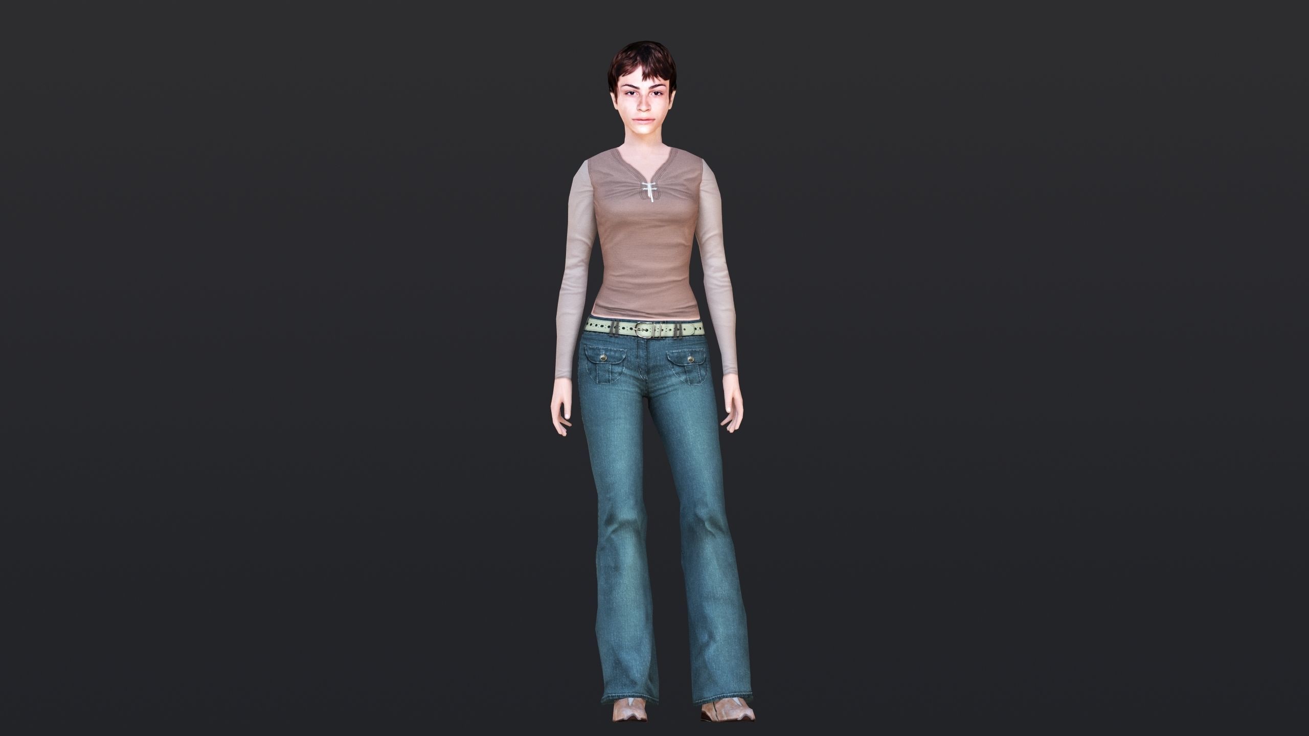 Woman 1 Low-poly 3D model_12