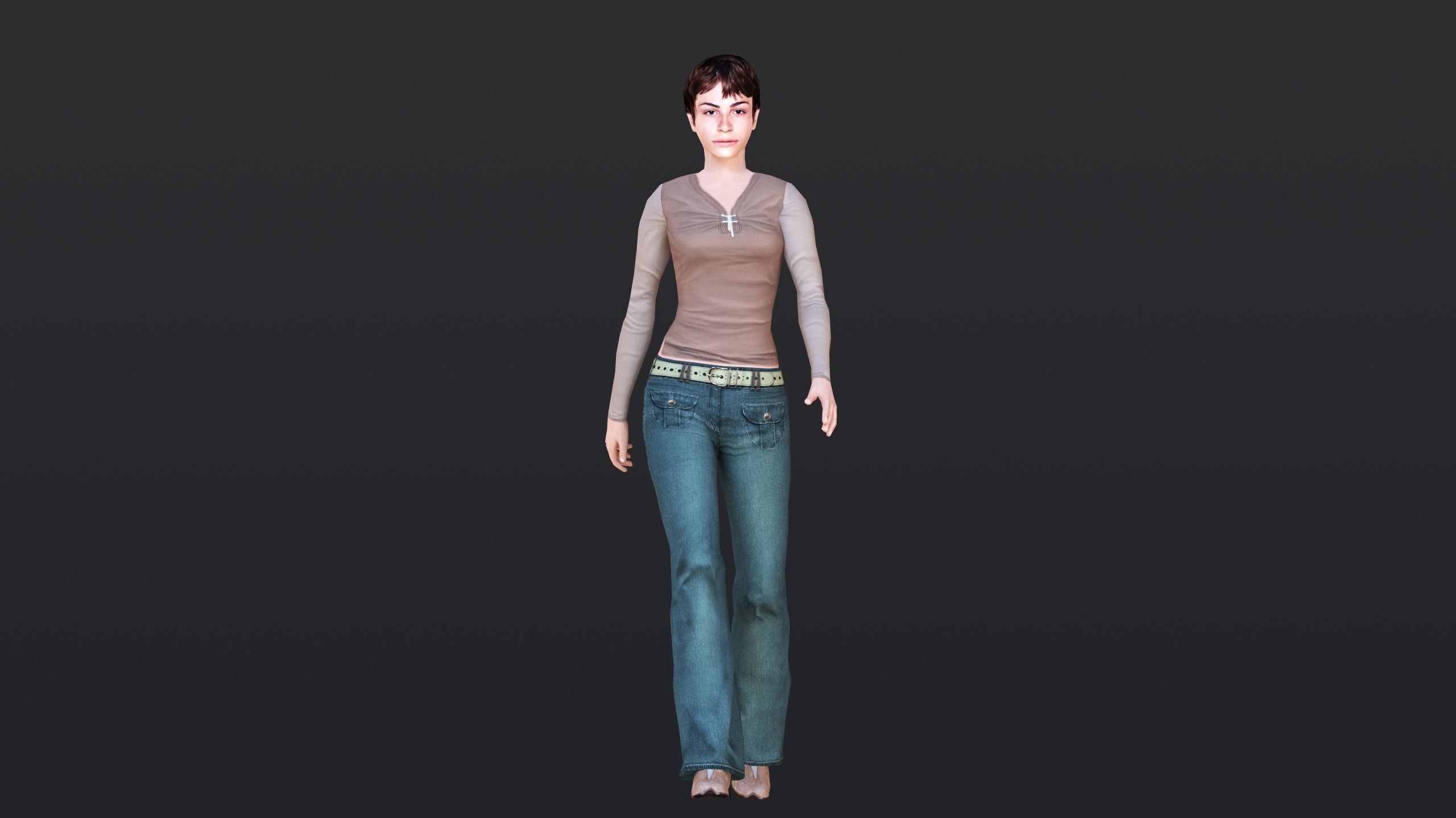 Woman 1 Low-poly 3D model_13