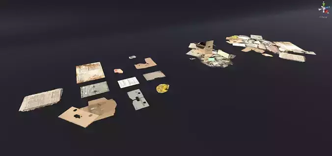 Debris set box Low-poly 3D model