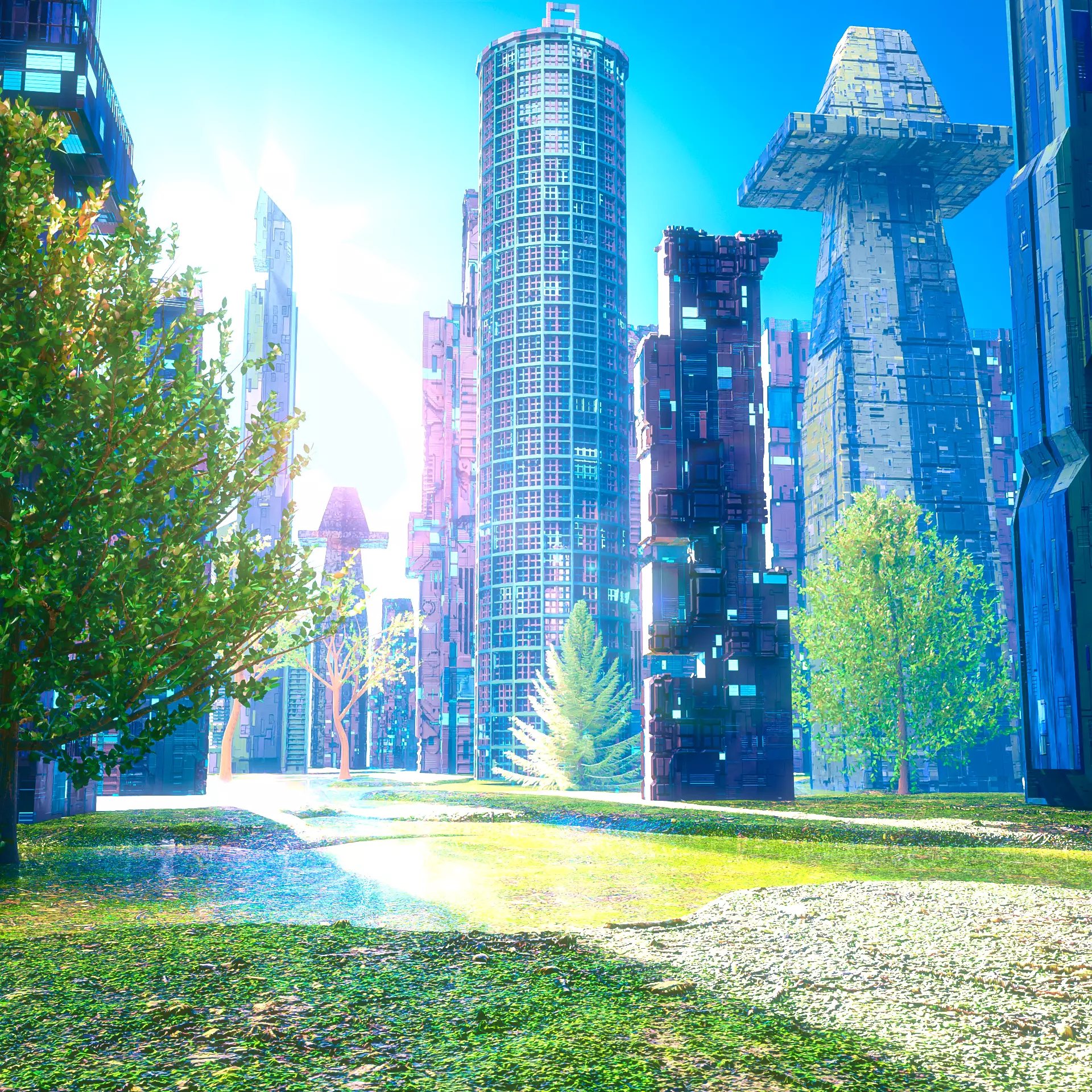 15 Sci-Fi High Detail Building with city Generator 3D model_0