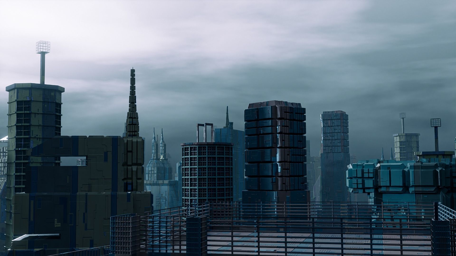 15 Sci-Fi High Detail Building with city Generator 3D model_5