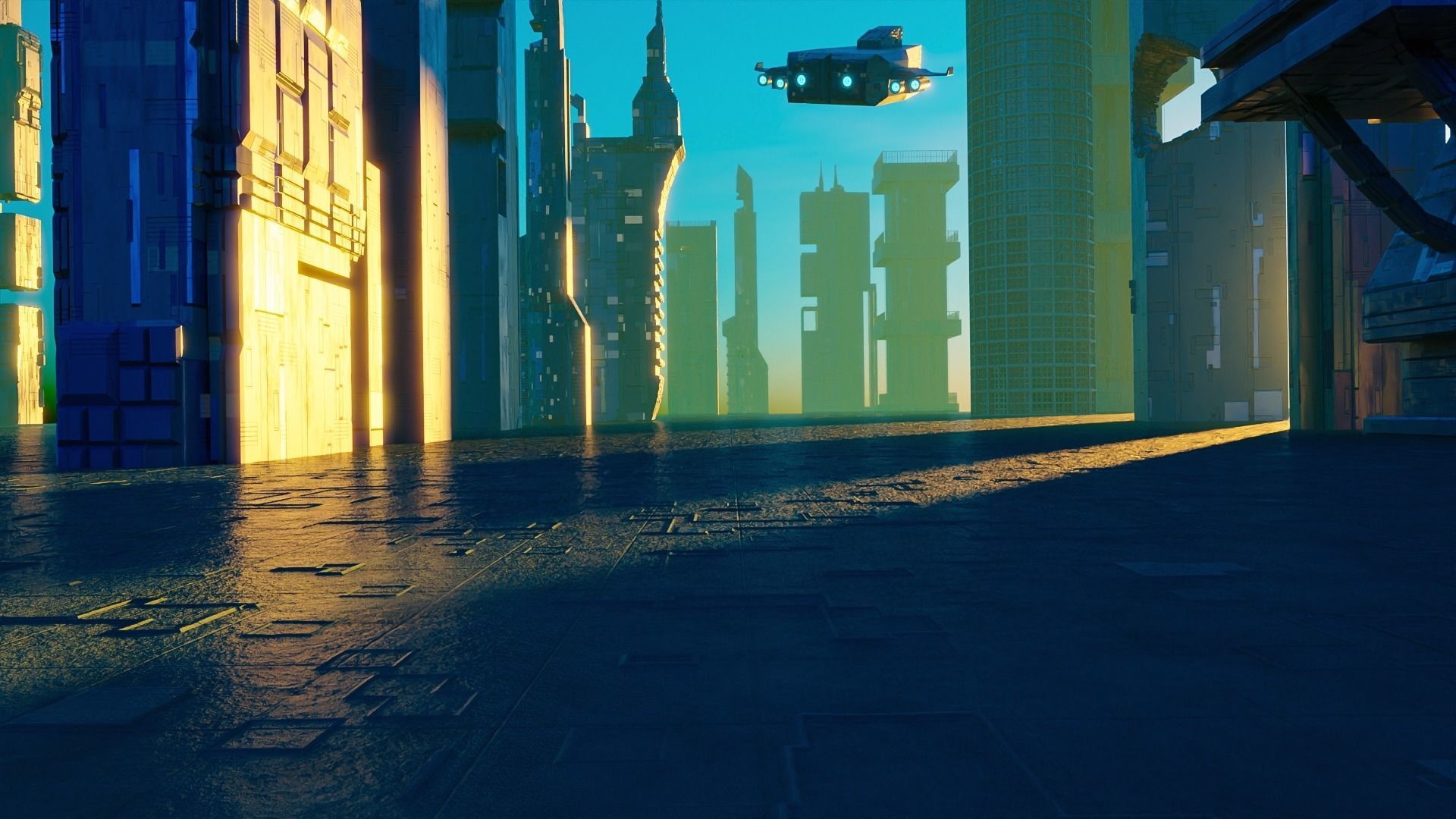 15 Sci-Fi High Detail Building with city Generator 3D model_2