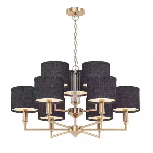 Laurent light chandelier in brass with shades