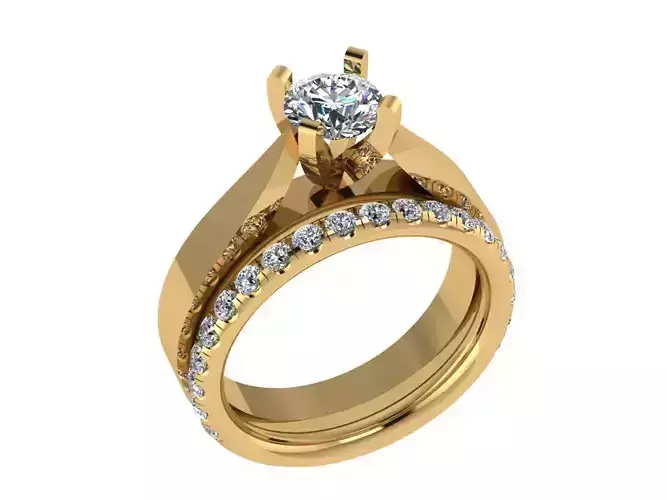 Ring418 engagement ring set gold