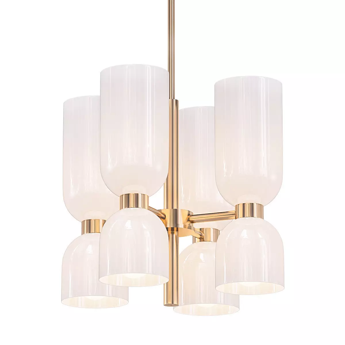 Lightmaker four light chandelier in brass with glass shades 3D model
