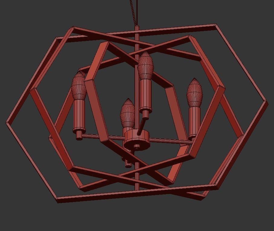 Damaris Light Gold Hexagon Chandelier 3D model_1