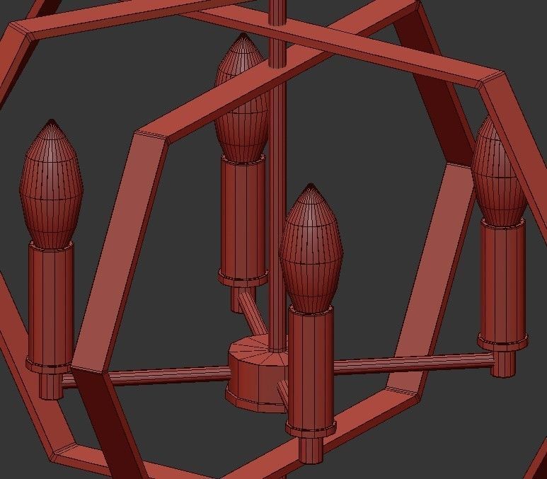 Damaris Light Gold Hexagon Chandelier 3D model_2