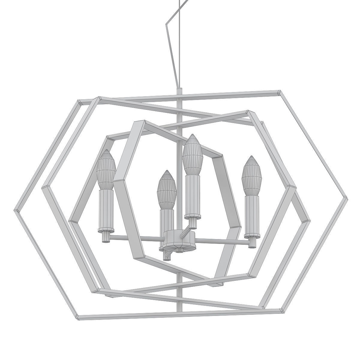 Damaris Light Gold Hexagon Chandelier 3D model_4
