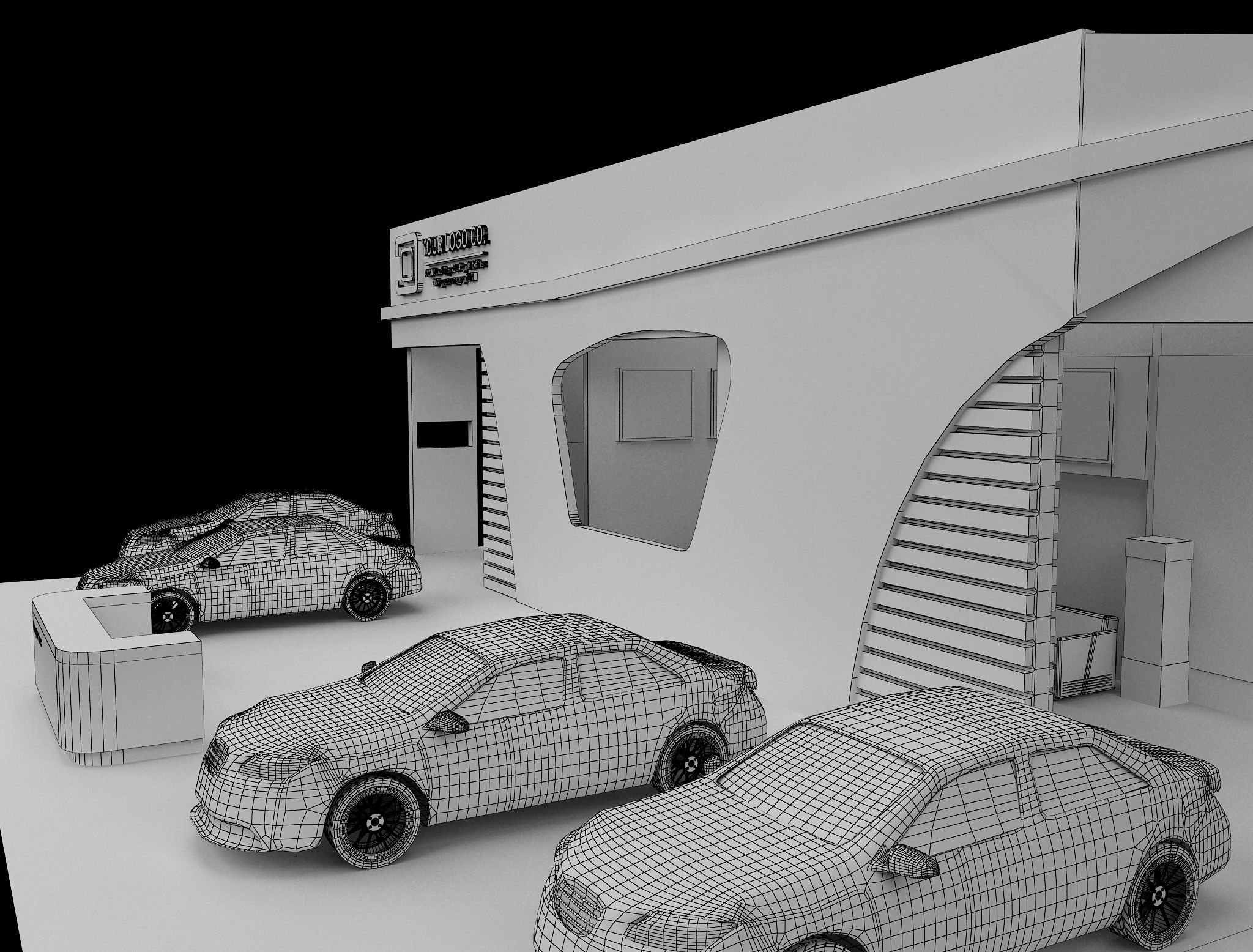 Booth Exhibition Stand a106 3D model_3