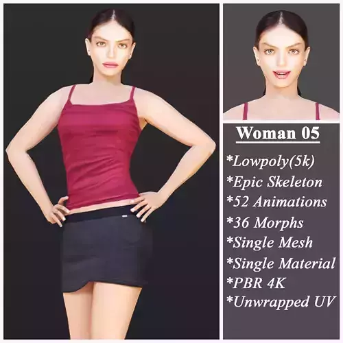 Woman 5 sims female Low-poly 3D model