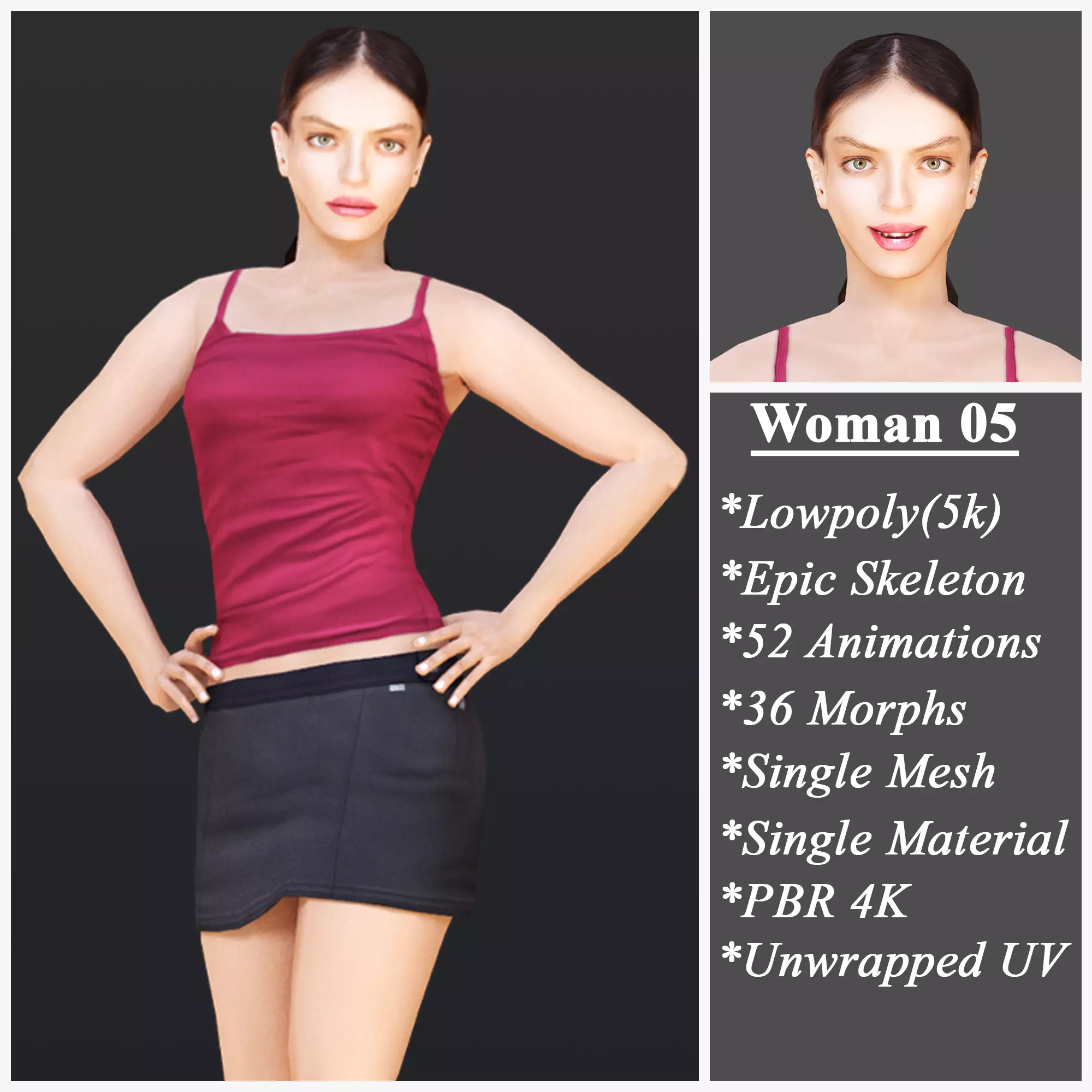 Woman 5 sims female Low-poly 3D model