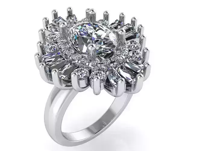 Flower Diamond ring 2118 3D print model