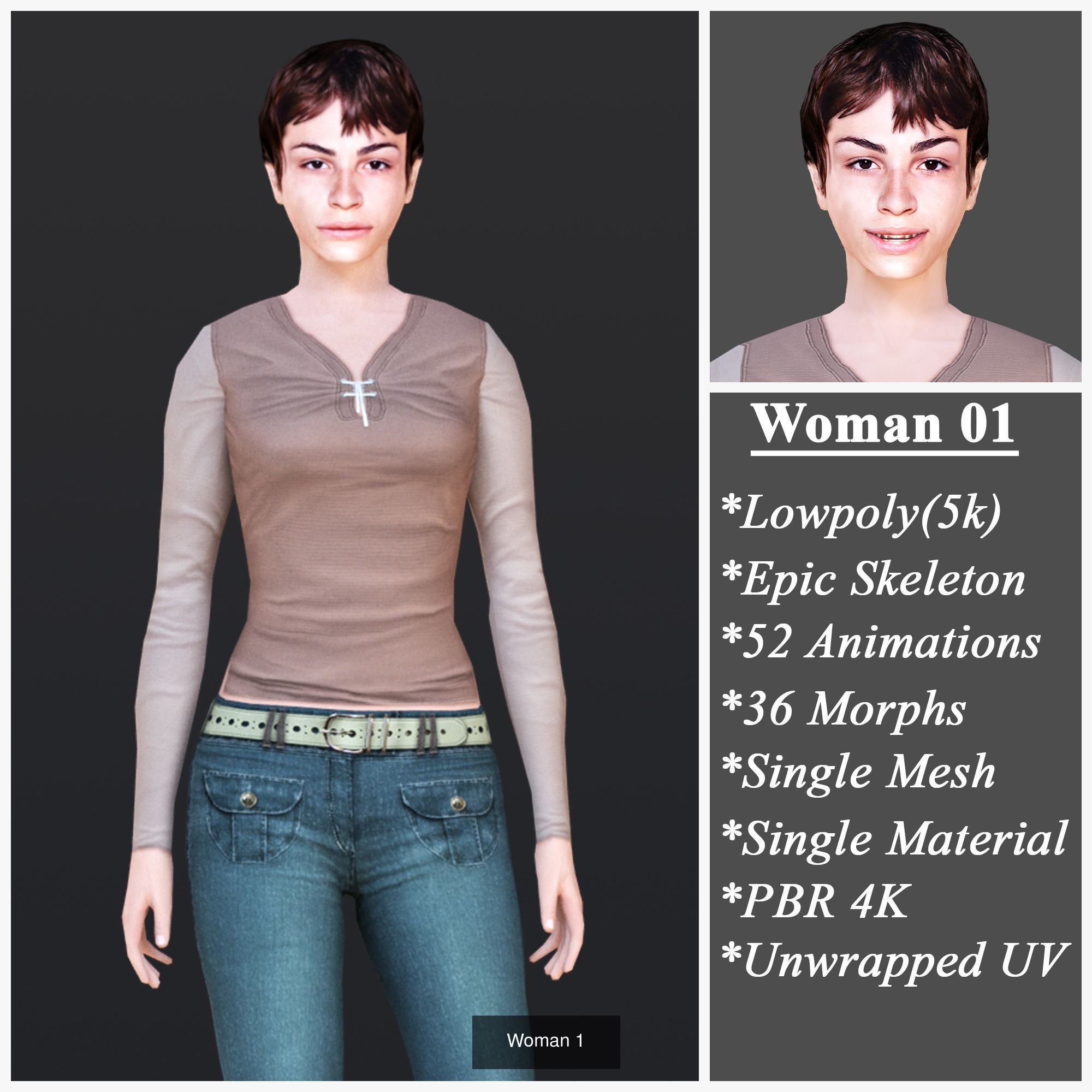 Woman 1 To 5 3D Model Collection_7