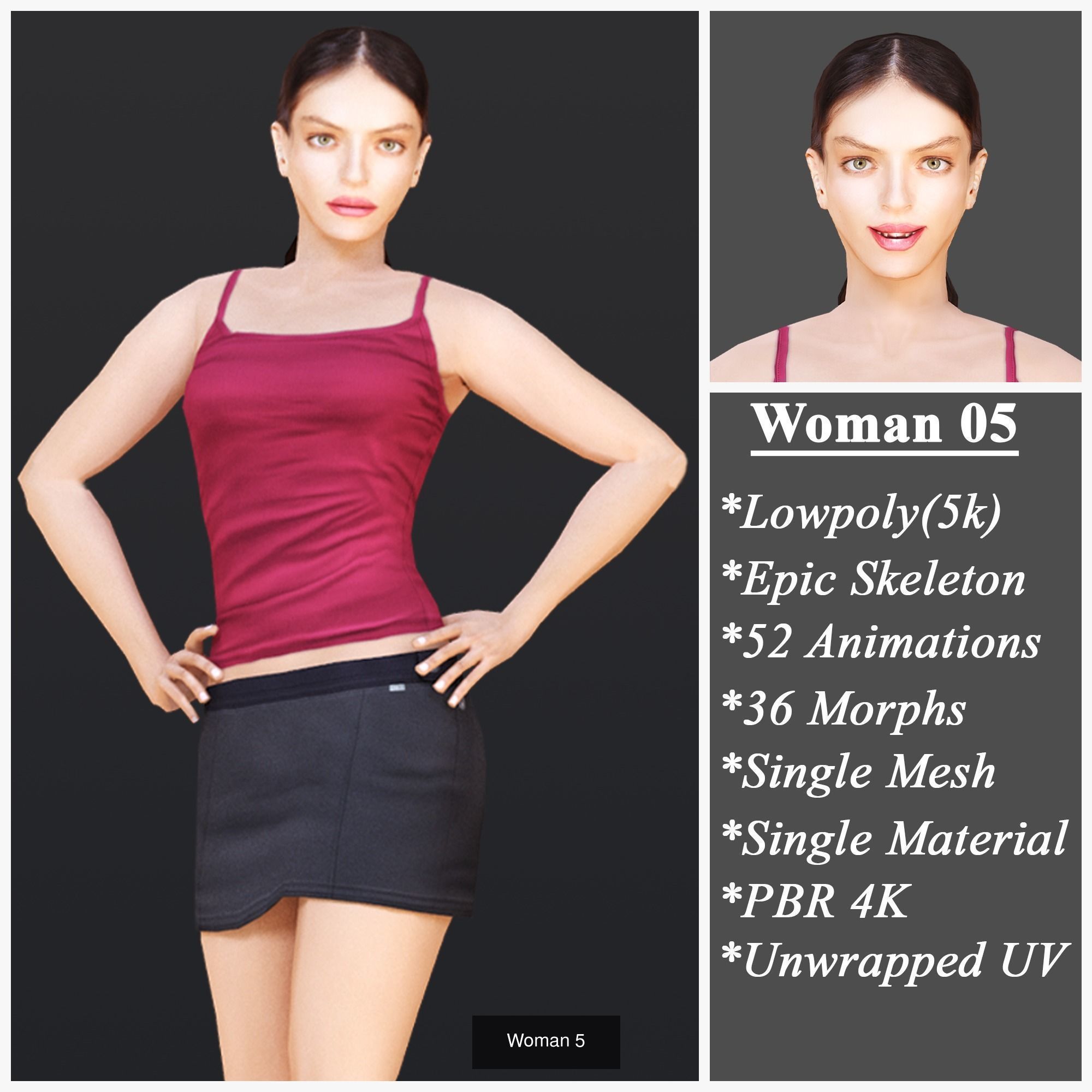 Woman 1 To 5 3D Model Collection_11