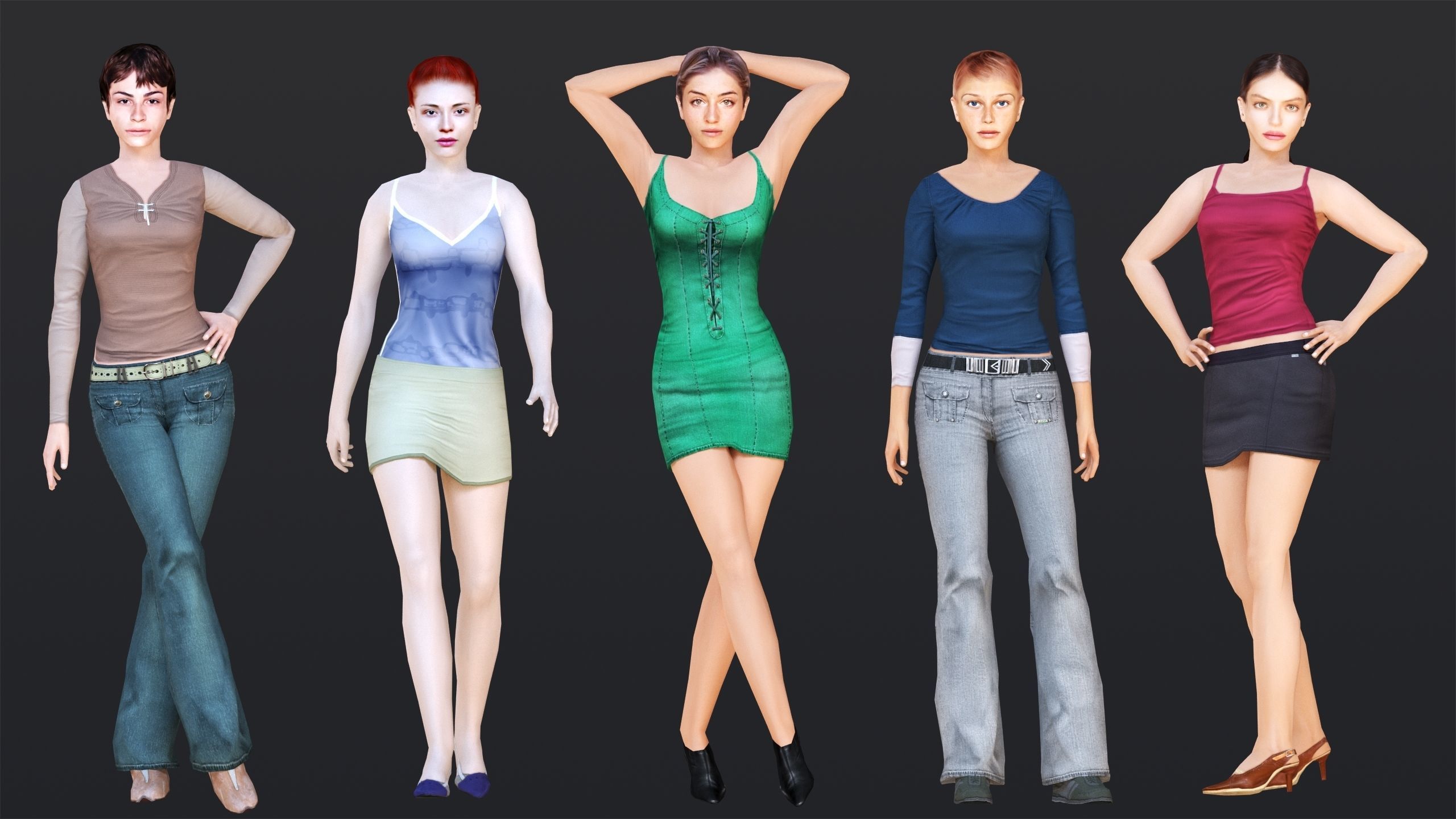 Woman 1 To 5 3D Model Collection_6
