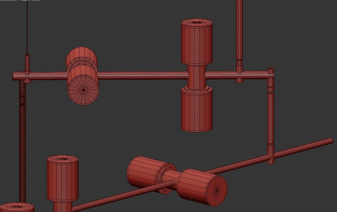 ModernRail modern brass chandelier with four glass shades 3D model_2