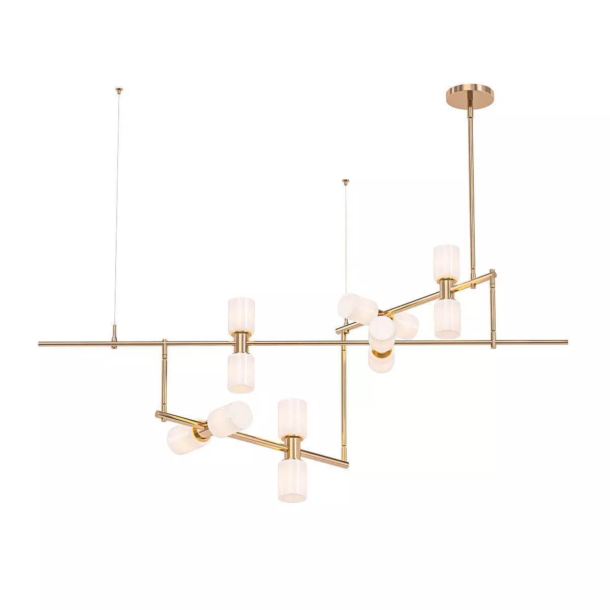 ModernRail modern brass chandelier with four glass shades 3D model_0