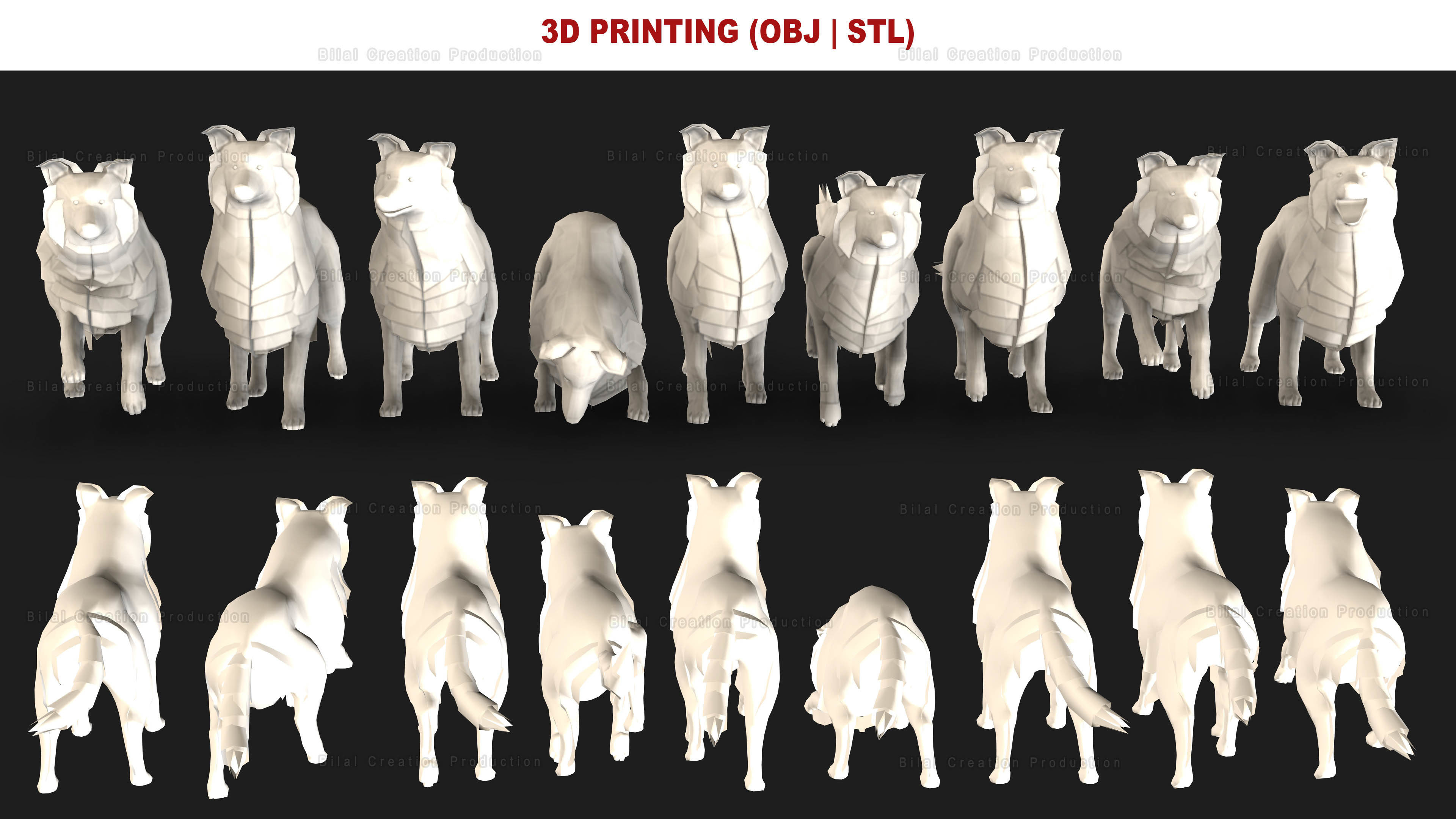 Sheep Dog Animated Low-poly 3D model_17