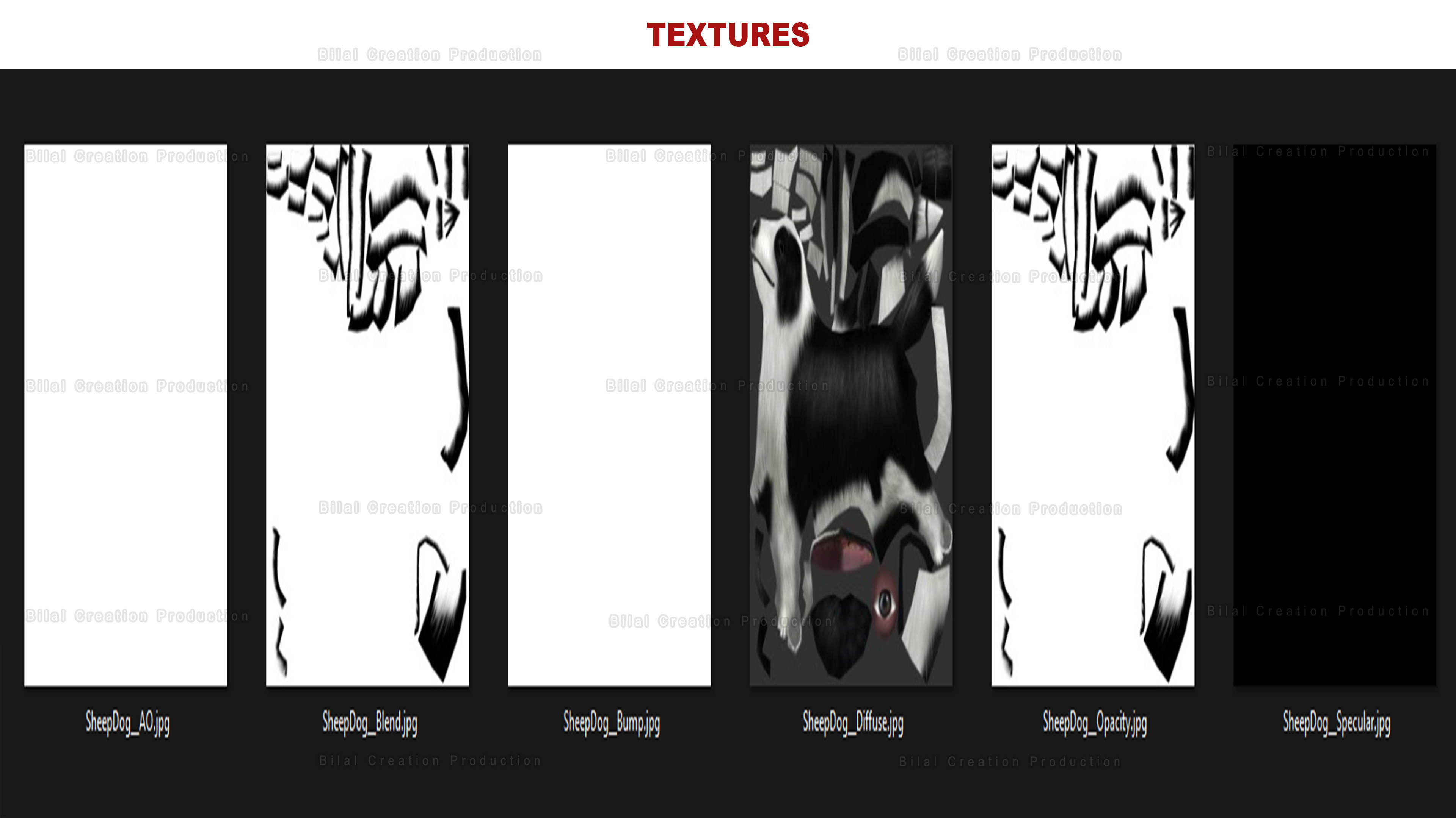 Sheep Dog Animated Low-poly 3D model_18