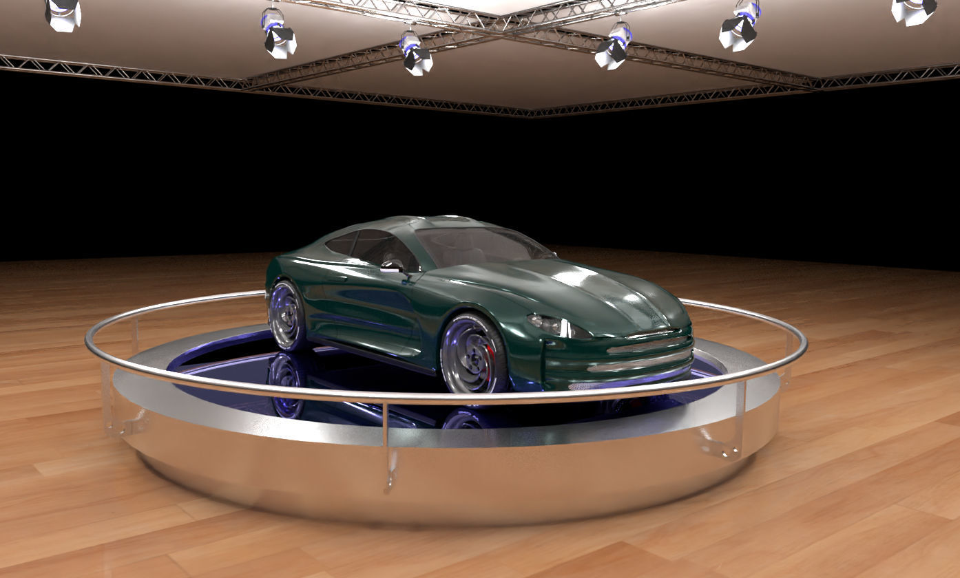 Green concept car 3D model_3