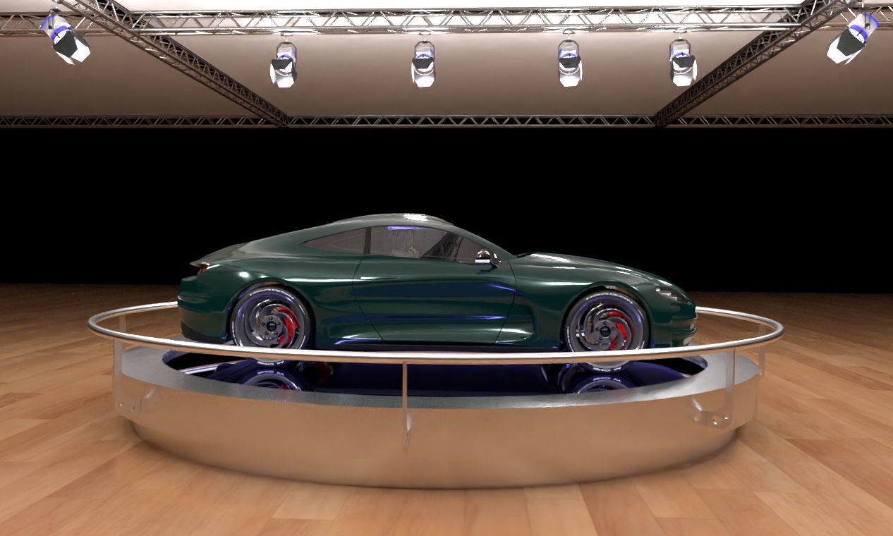 Green concept car 3D model_4