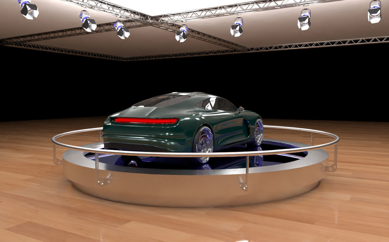 Green concept car 3D model_5