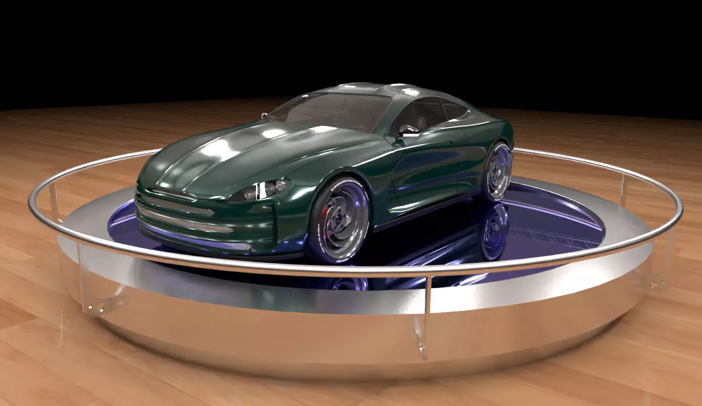 Green concept car 3D model_0