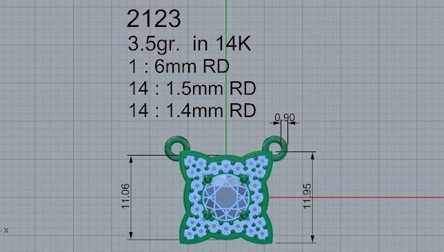Big stone pendant 2123 3D print model  3D print model_4