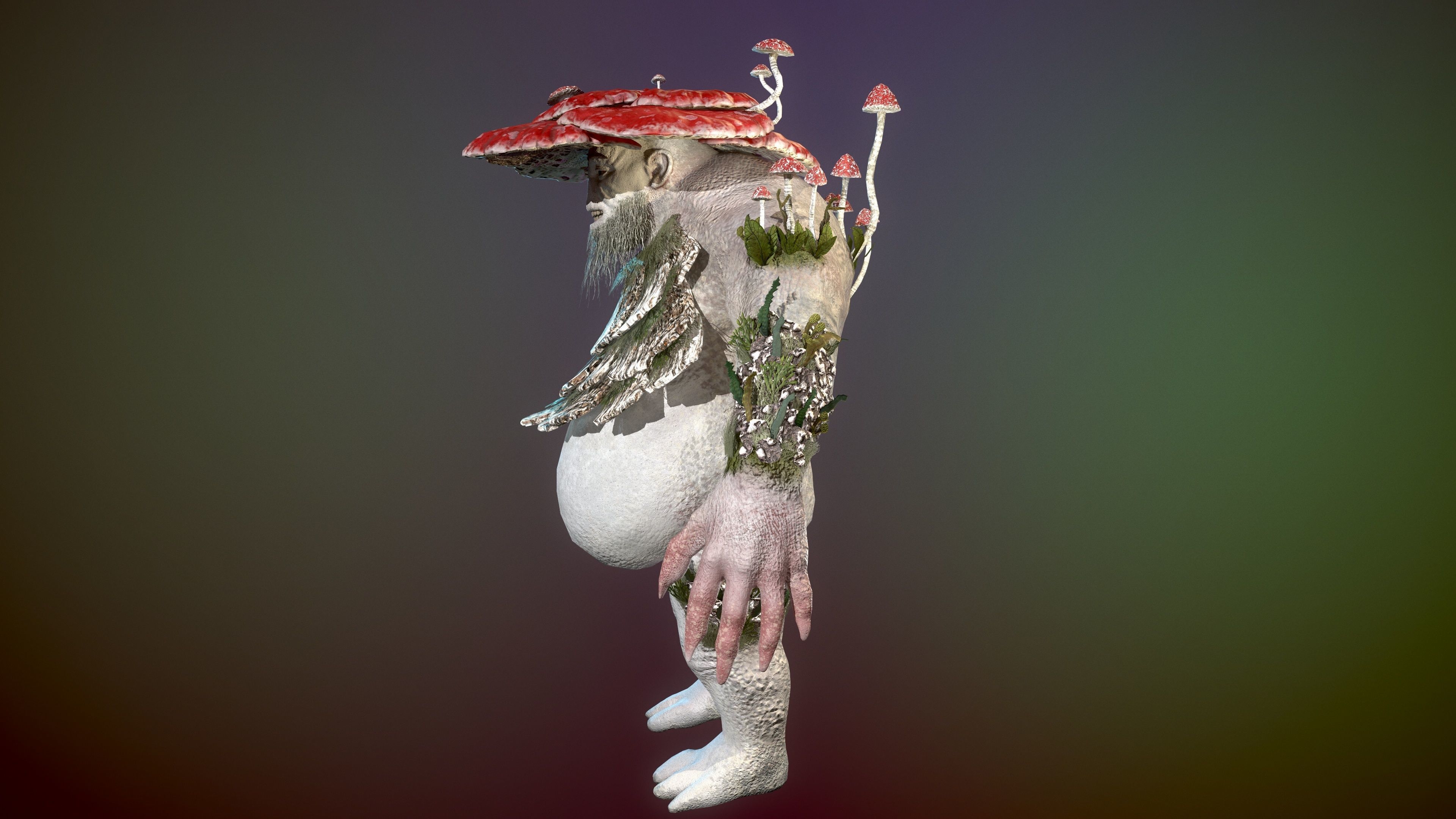 Treant mushroom man Low-poly 3D model_7