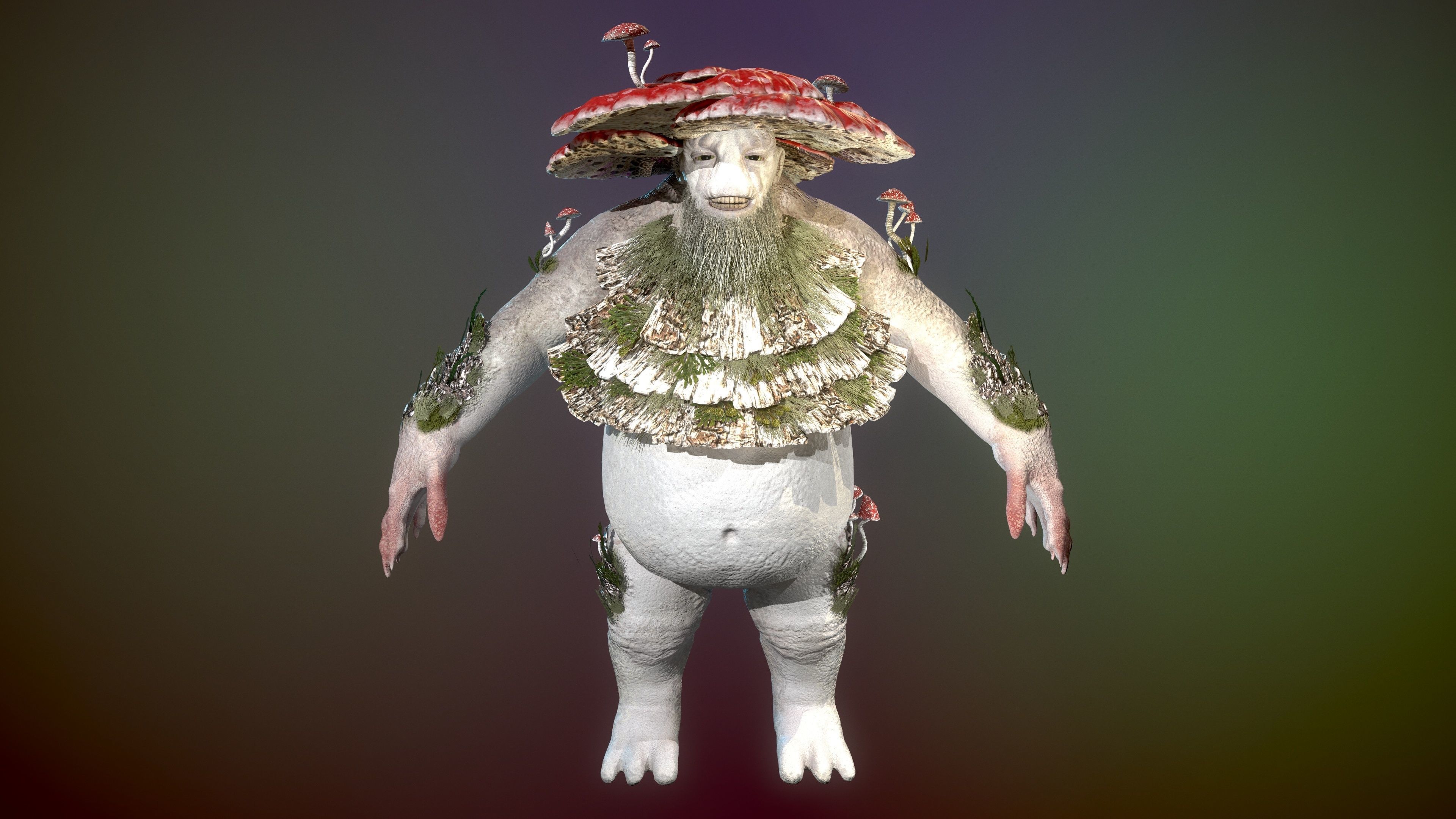 Treant mushroom man Low-poly 3D model_4