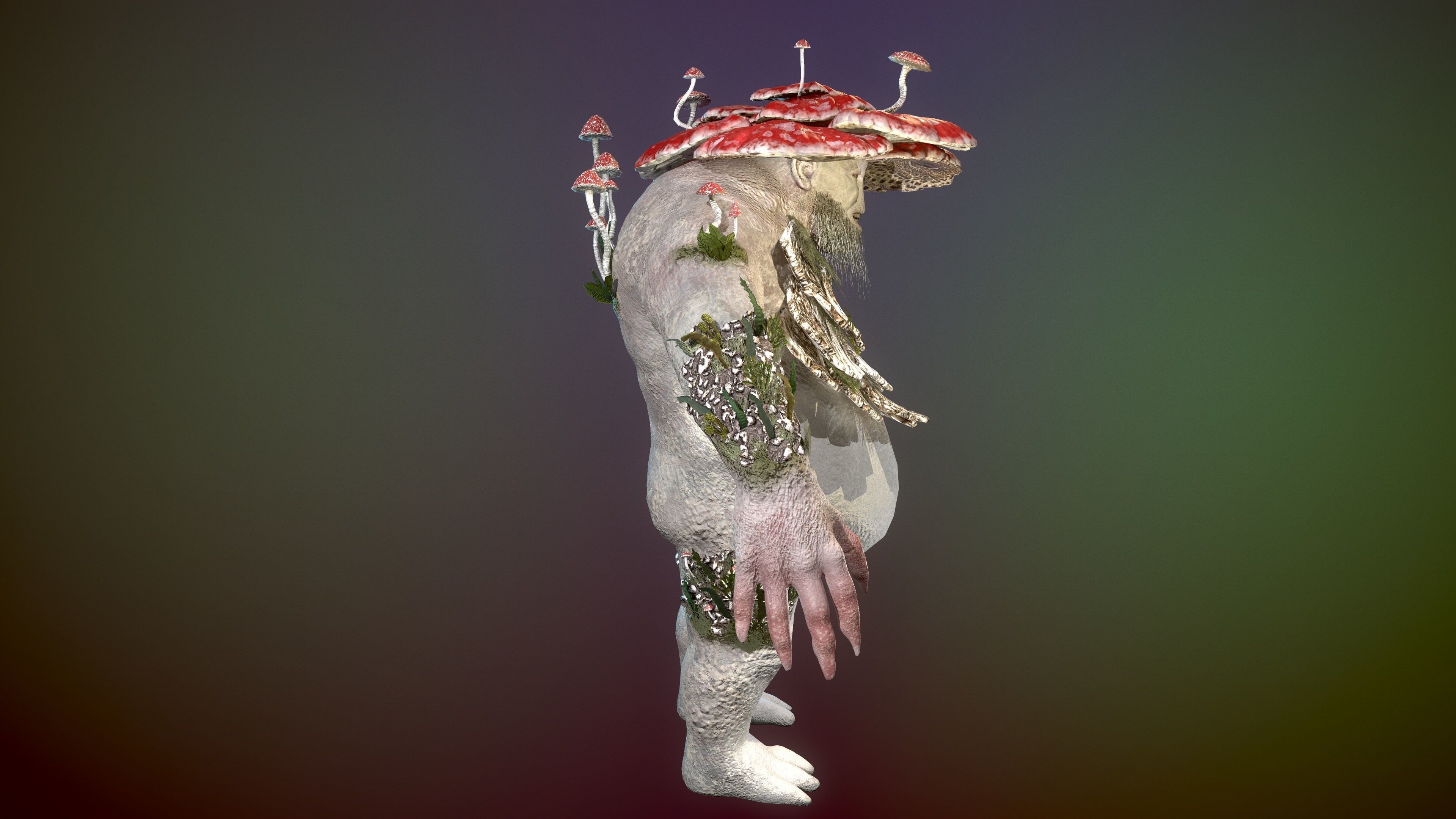 Treant mushroom man Low-poly 3D model_3