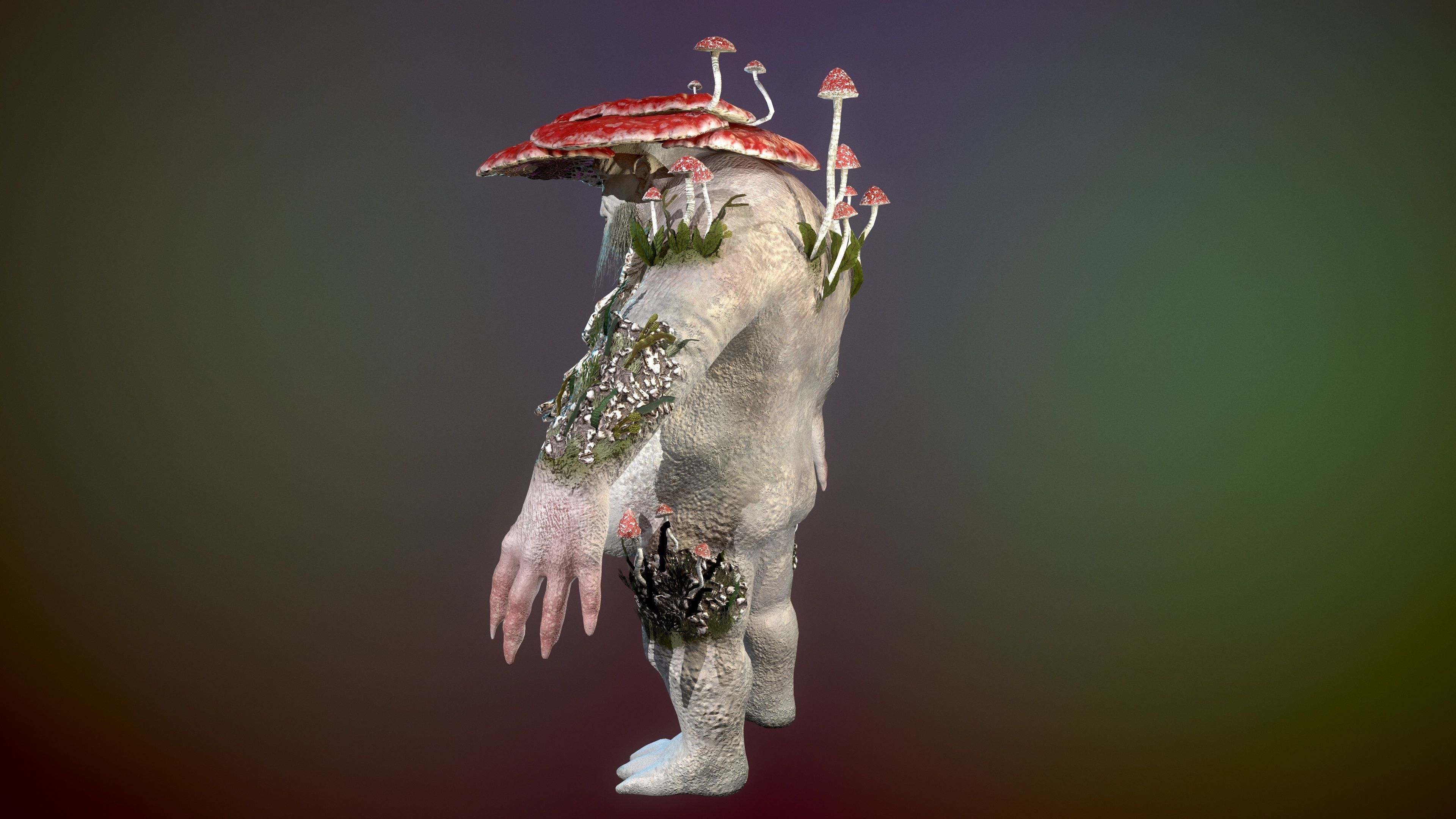 Treant mushroom man Low-poly 3D model_6