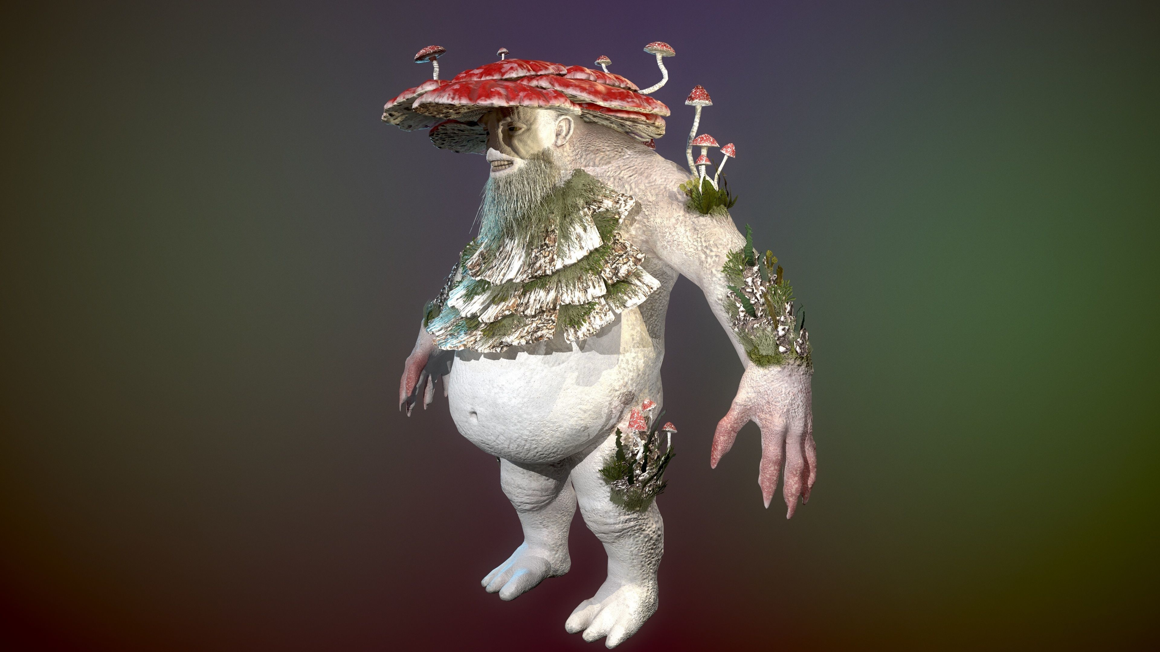 Treant mushroom man Low-poly 3D model_8