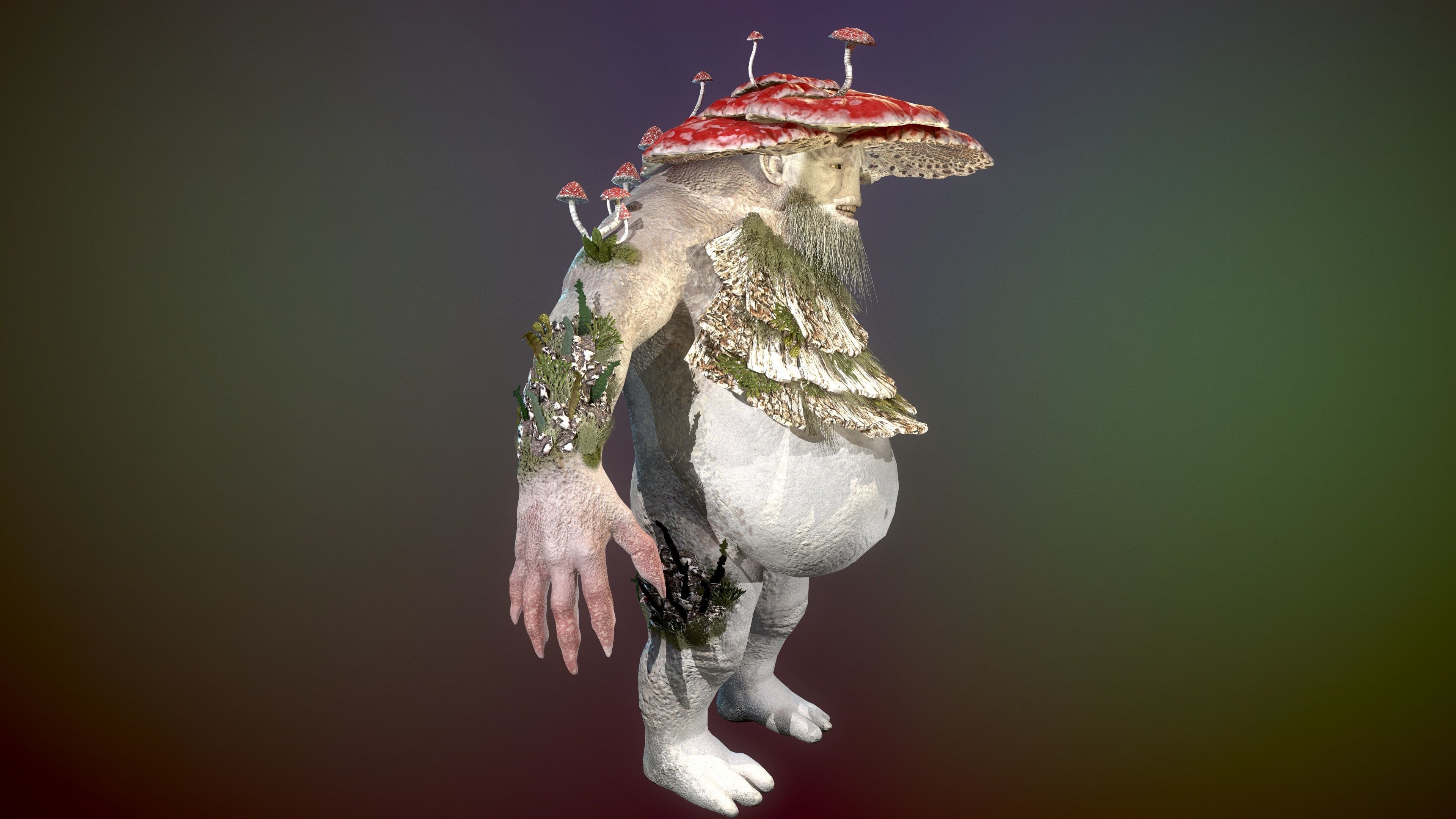 Treant mushroom man Low-poly 3D model_5